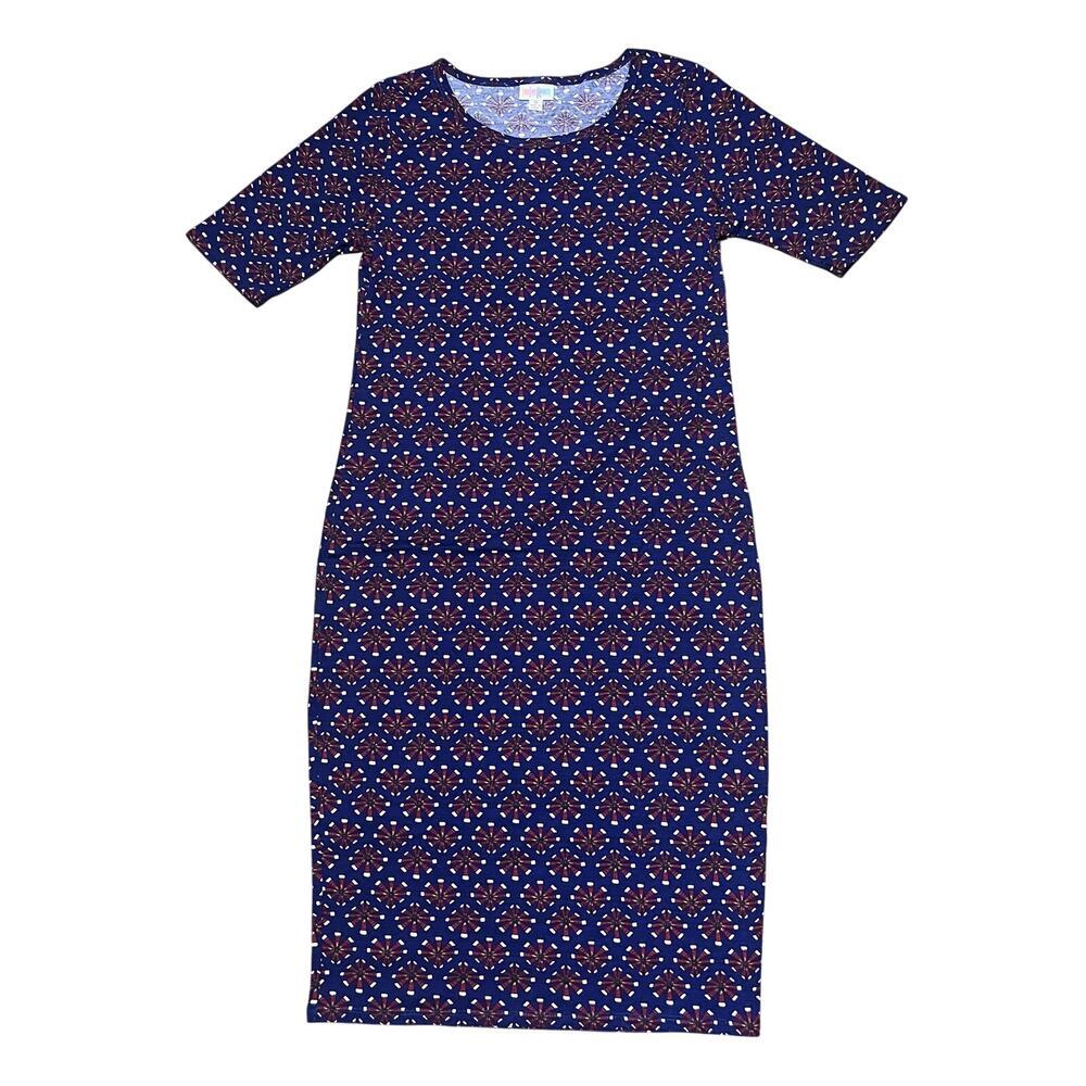 NWT LuLaRoe Julia Dress Geometric Print M MIDI Boho Jacquard Bodycon Comfort